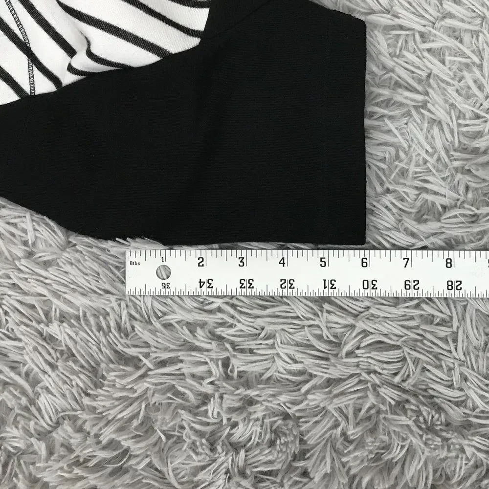 Lou‎ & Grey Knit Tunic Dress Size M Black White Stripe Short Sleeves